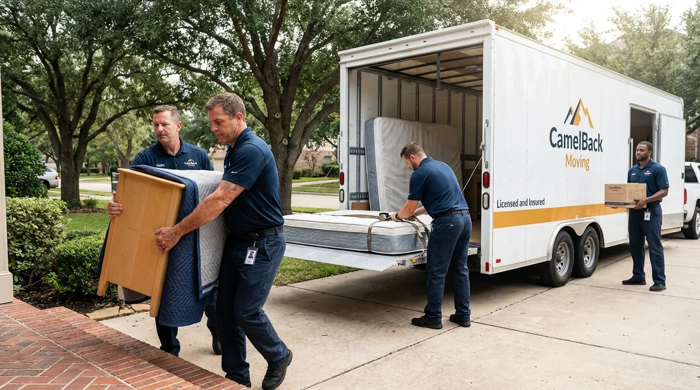 Crew loading residential truck for cross-state move from Harwich, MA